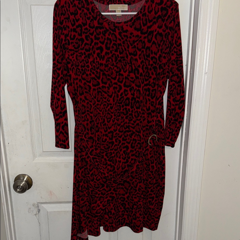 Leopard Print Red Dress